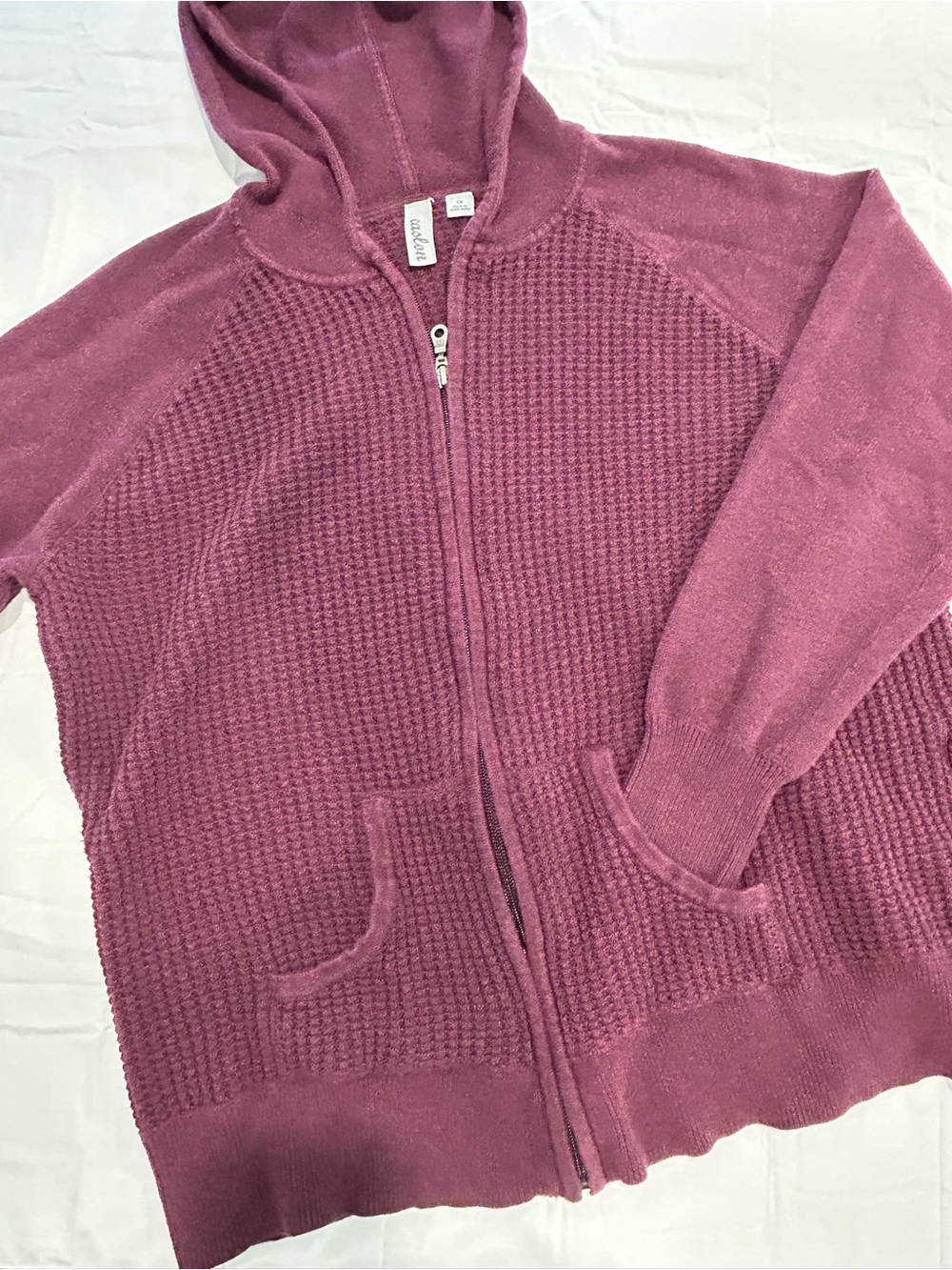 Caslon Soft Cotton Knit Hooded Zip Sweater - Plum